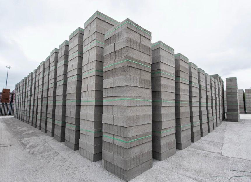 Stacks of concrete blocks ready for delivery